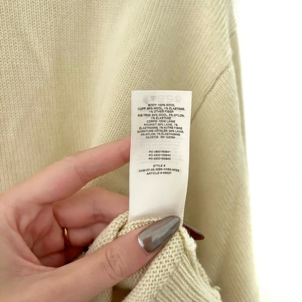 Wilfred Free | Harper Sweater Wool Size XS Ryegrass Yellow Aritzia - Picture 6 of 9